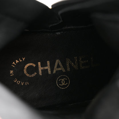 Chanel Shiny Crumpled Lambskin Lace Up Combat Boots 36 Black 6 of 10