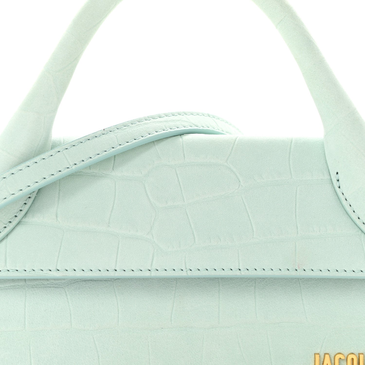 Jacquemus Nubuck Crocodile Embossed Le Chiquito Long Light Green 7 of 12