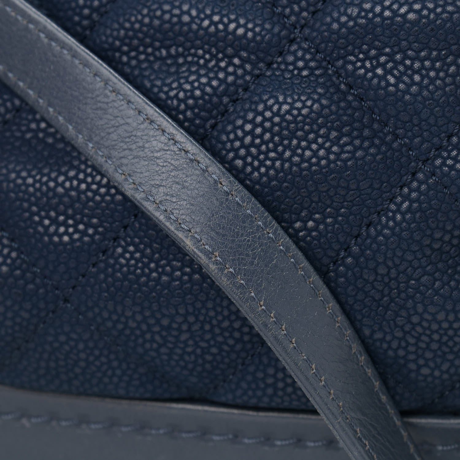 Chanel Iridescent Caviar Quilted Globe Trotter Shopping Tote Navy Blue 18 of 20