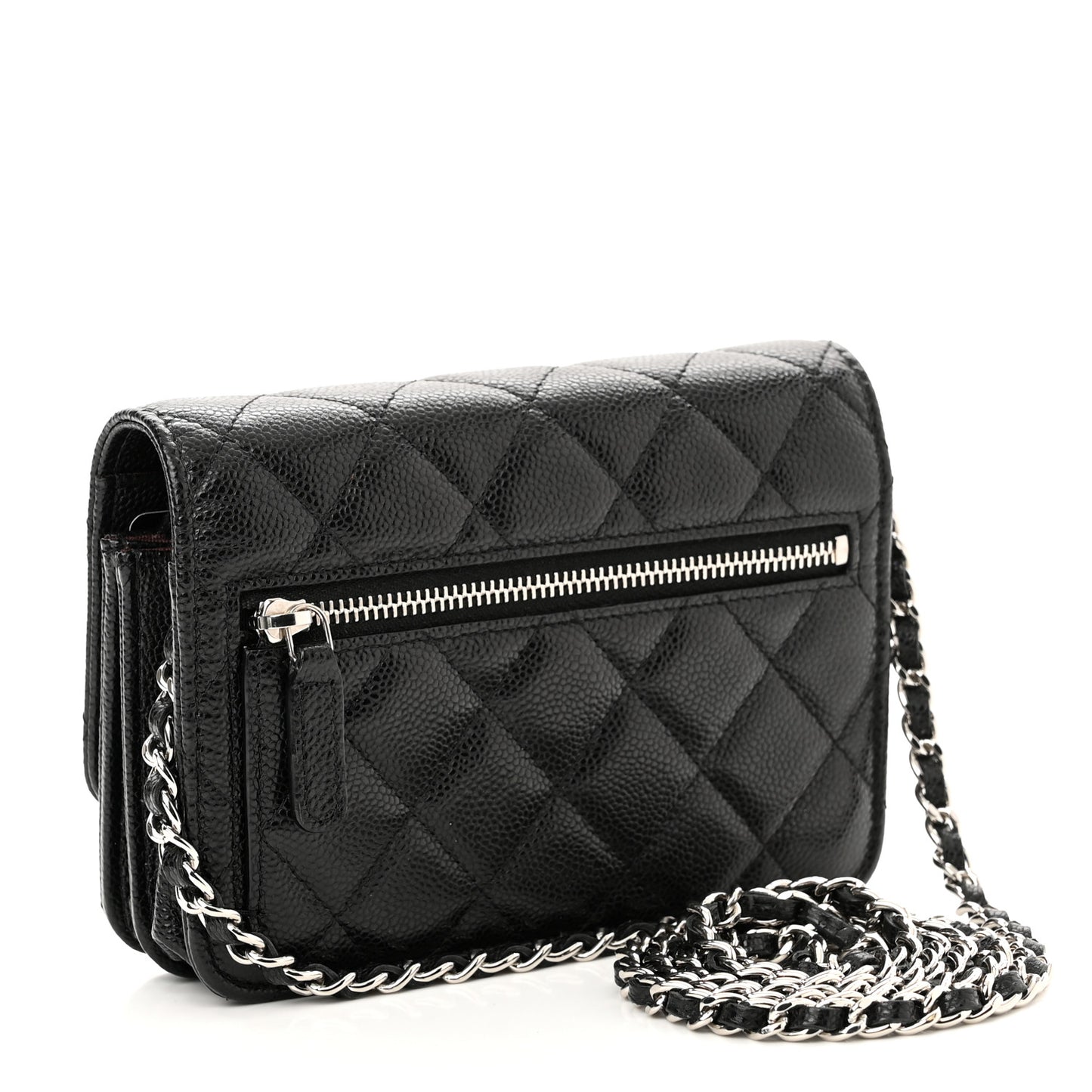 Caviar Quilted Mini Wallet On Chain WOC Black