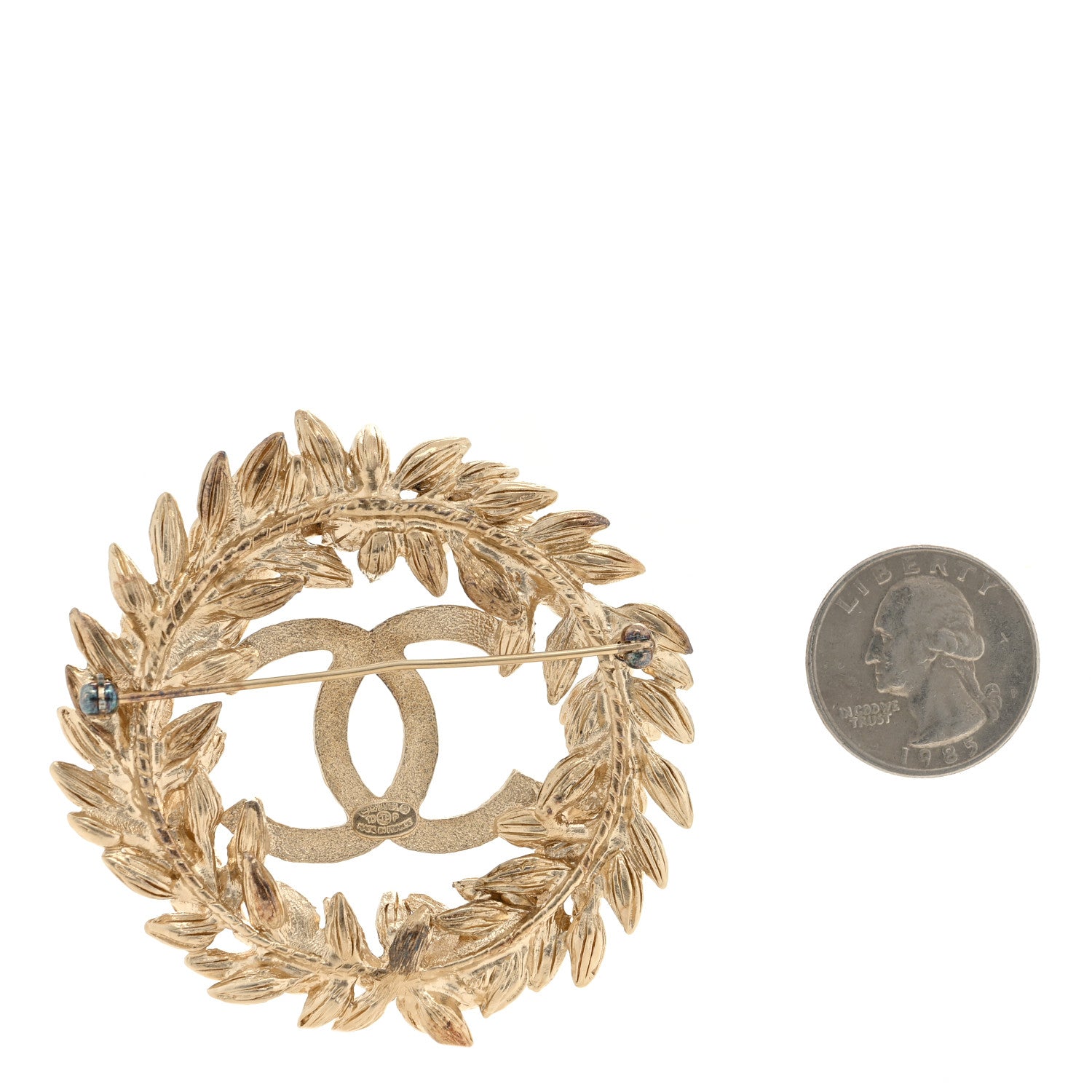 Chanel Crystal CC Sheath of Wheat Brooch Gold 2 of 3
