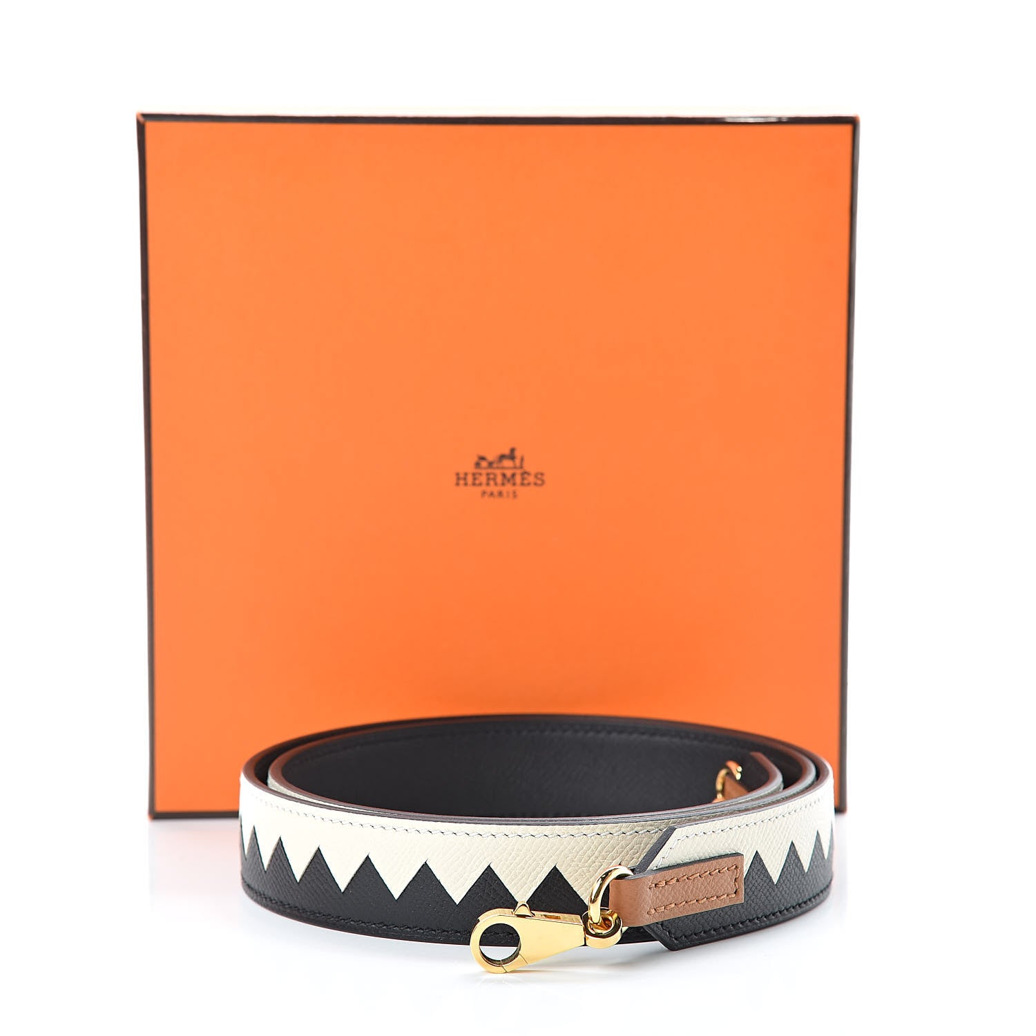 Hermes Epsom 30mm Tressage Au Galop Shoulder Strap Black Craie Gold 5 of 5