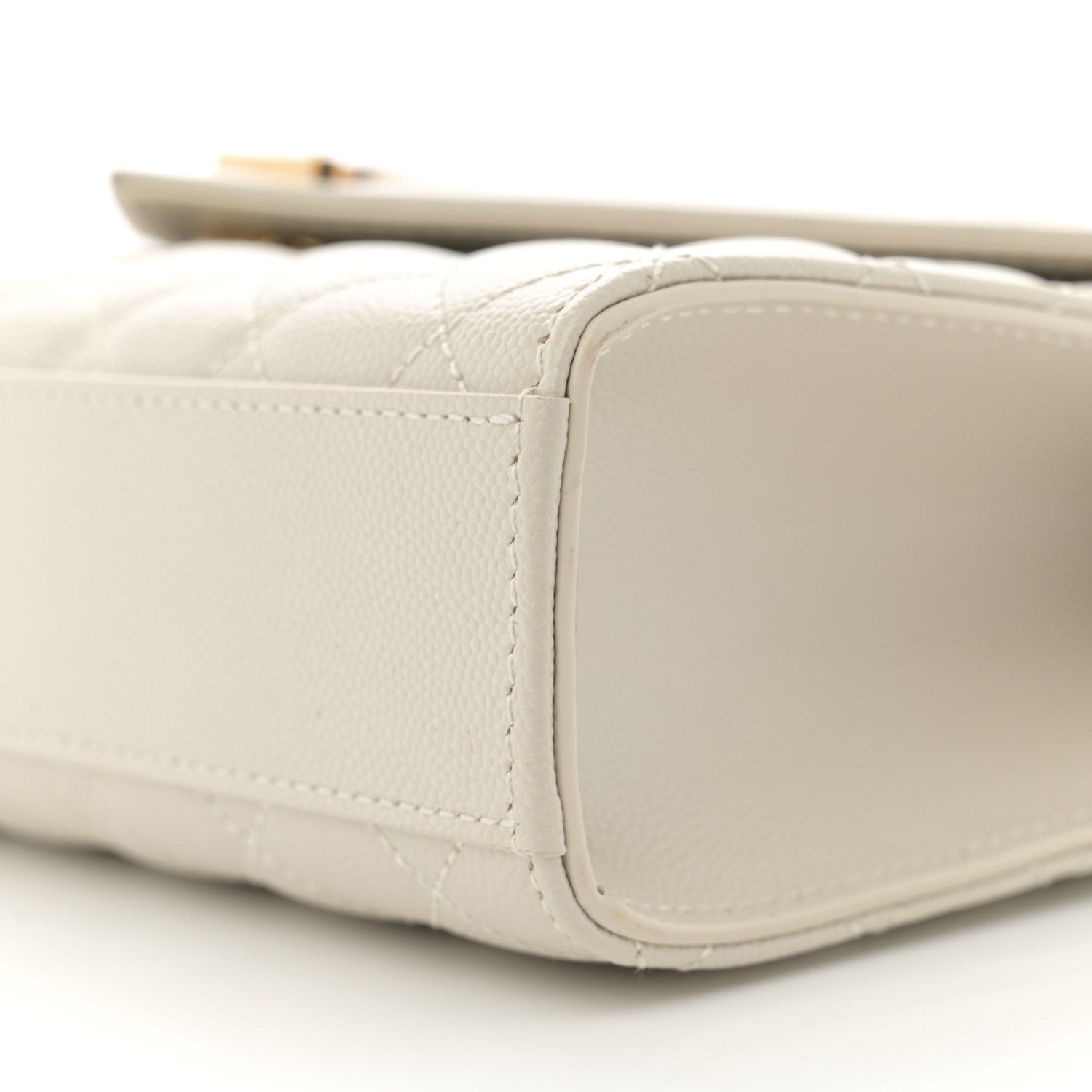 Saint Laurent Grain De Poudre Textured Mixed Matelasse Medium Triquilt Monogram Satchel Crema Soft 10 of 11