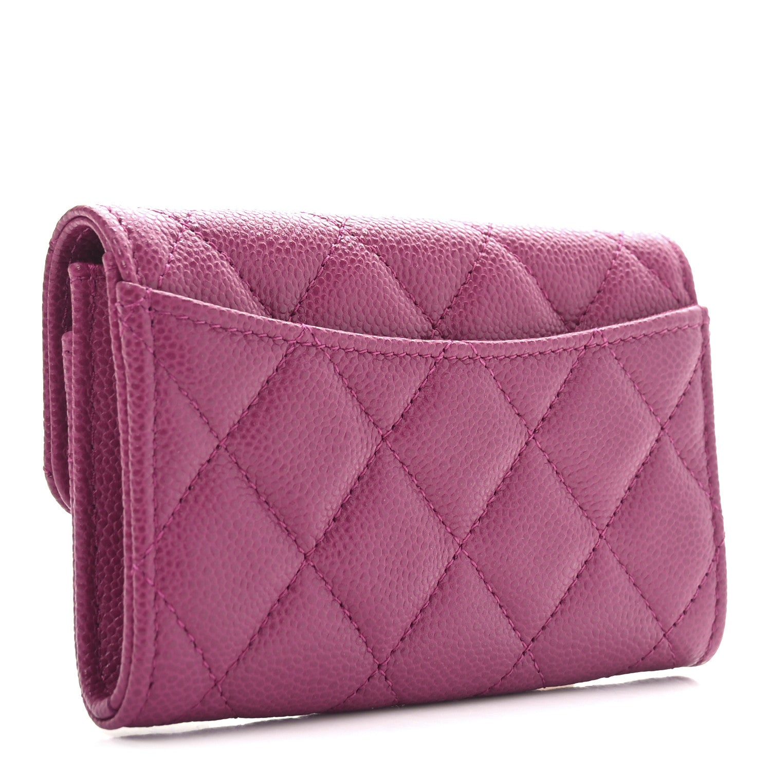 Chanel Caviar Quilted Flap Card Holder Wallet Fuchsia 3 of 10