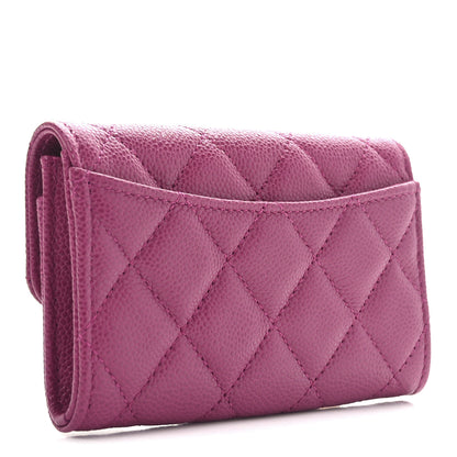 Chanel Caviar Quilted Flap Card Holder Wallet Fuchsia 3 of 10