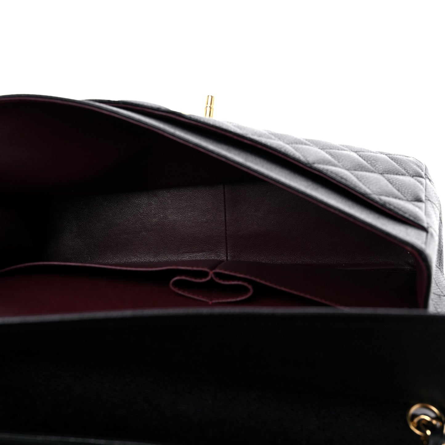 Caviar Quilted Jumbo Double Flap Black