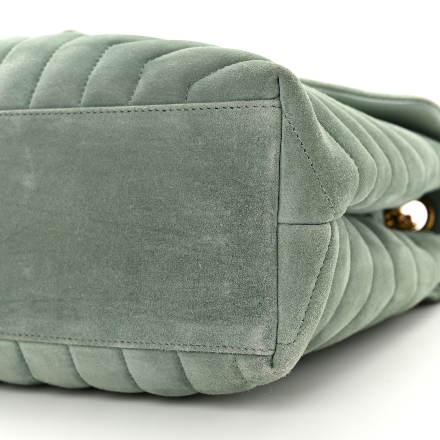Suede Y Quilted Monogram Medium Loulou Chain Satchel Vert Opaline