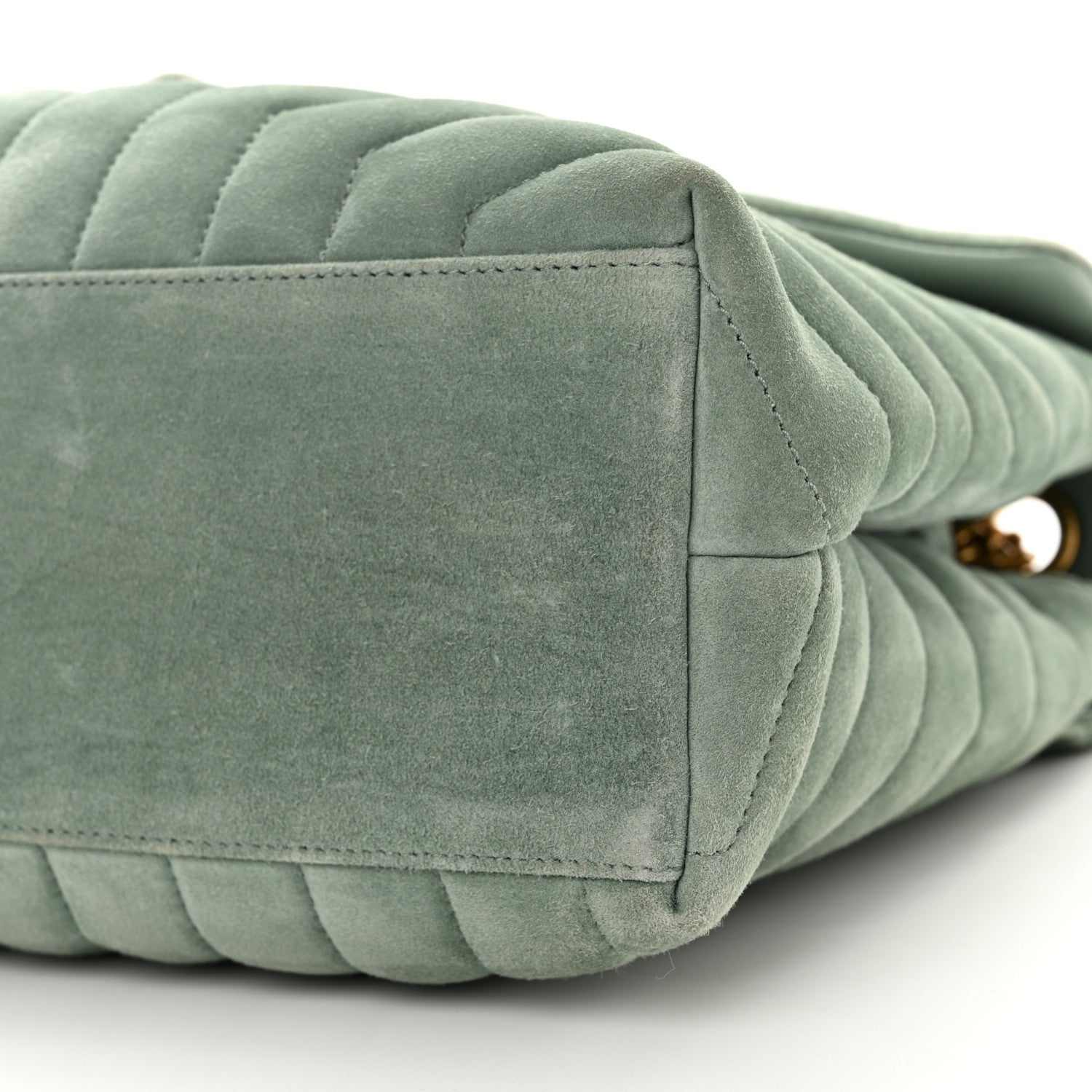 Saint Laurent Suede Y Quilted Monogram Medium Loulou Chain Satchel Vert Opaline 10 of 11
