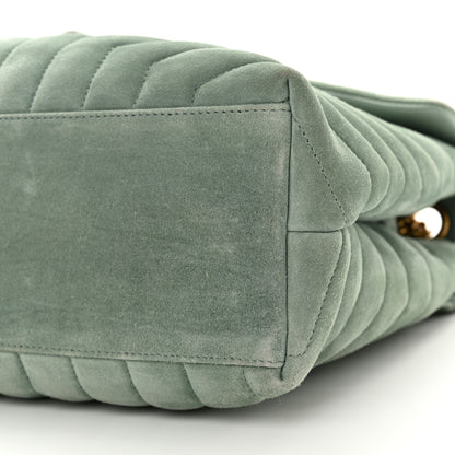 Saint Laurent Suede Y Quilted Monogram Medium Loulou Chain Satchel Vert Opaline 10 of 11