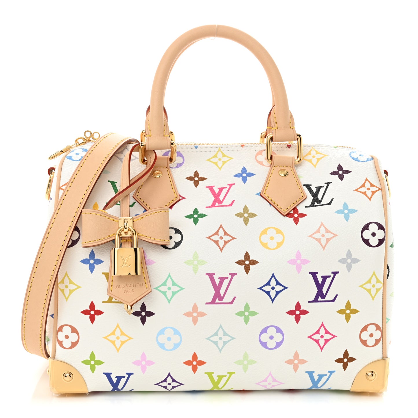 LV X TM Monogram Multicolor Speedy Bandouliere 25 White