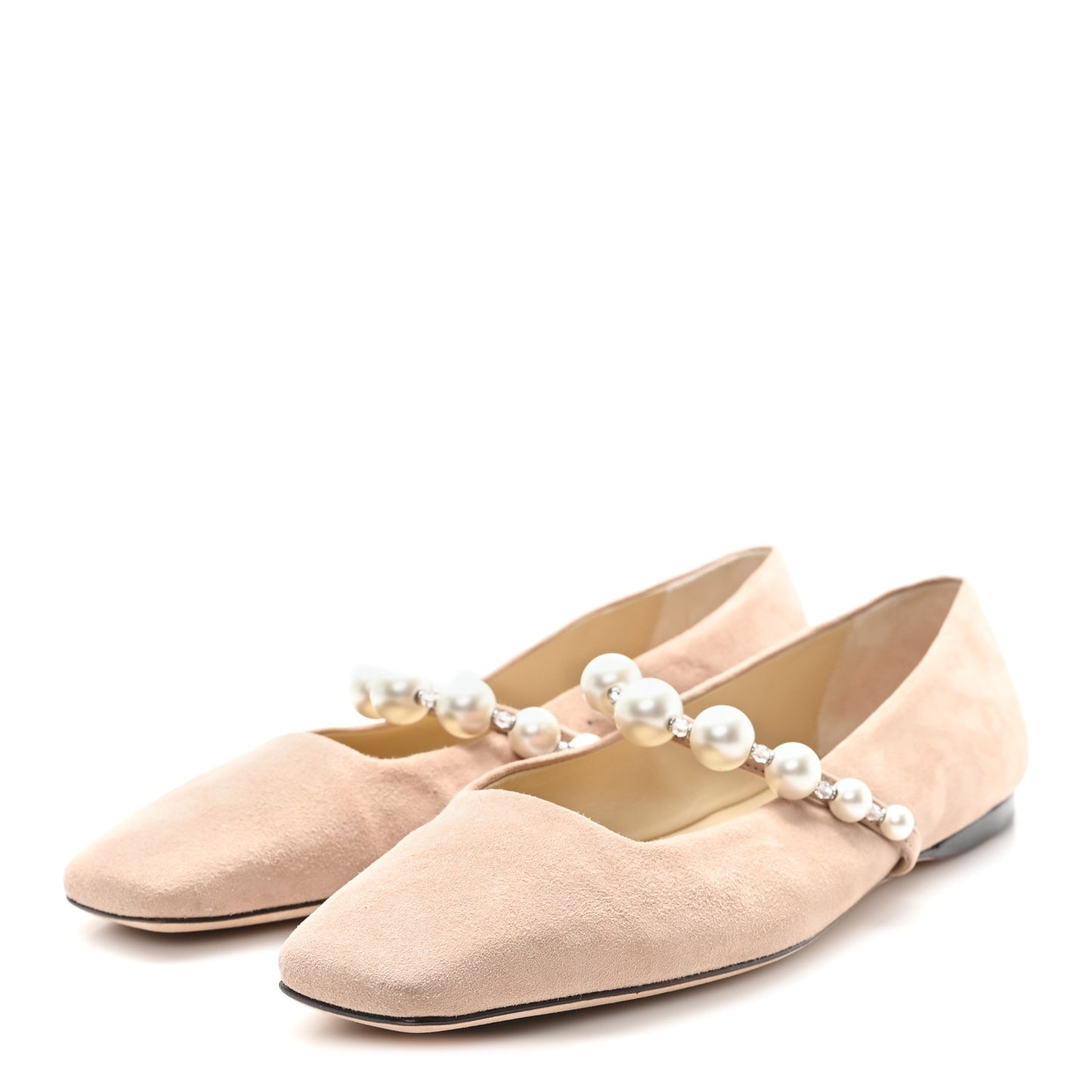 Suede Pearl Embellished Ade Flat 38 Ballet Pink