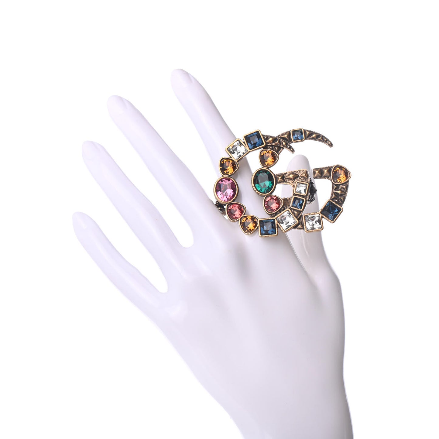 Crystal Double G Ring M Multicolor