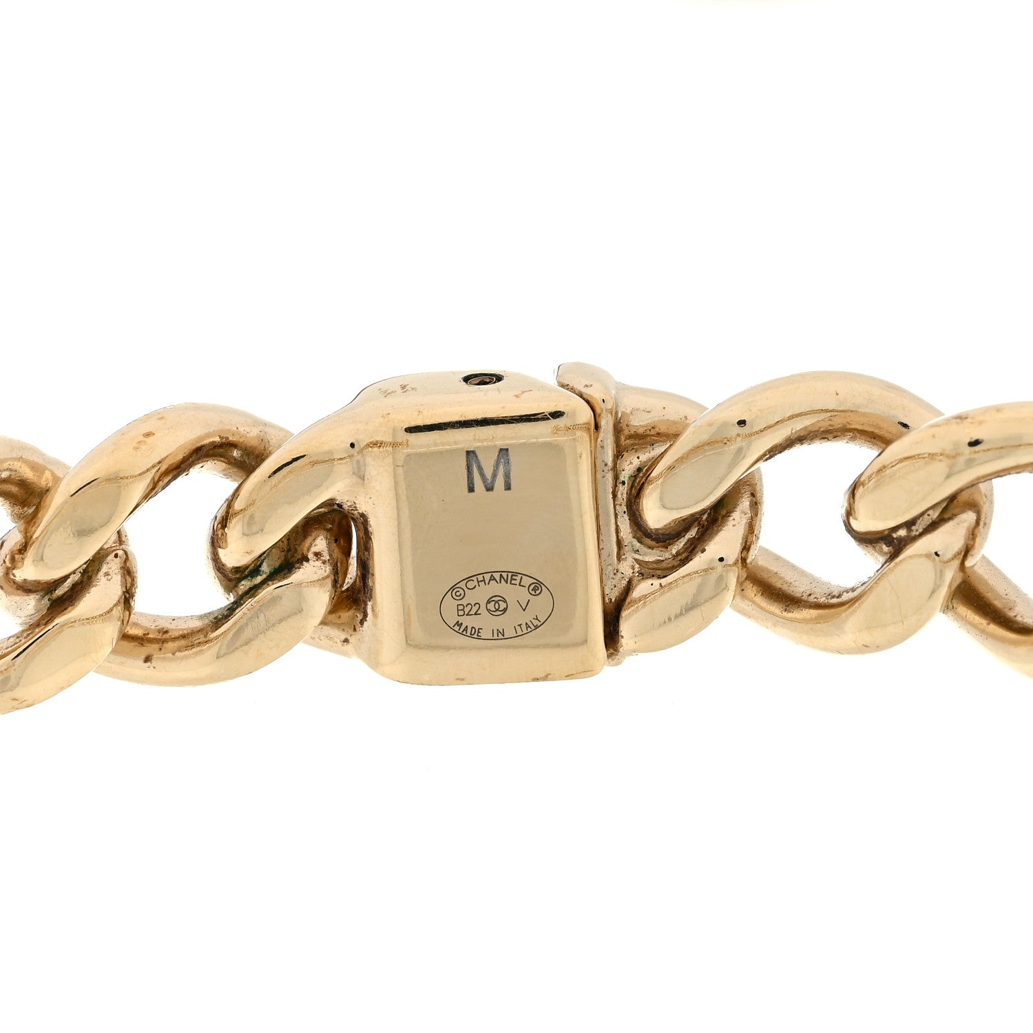 Chanel Metal CC Chain Link Choker Necklace M Gold 4 of 5