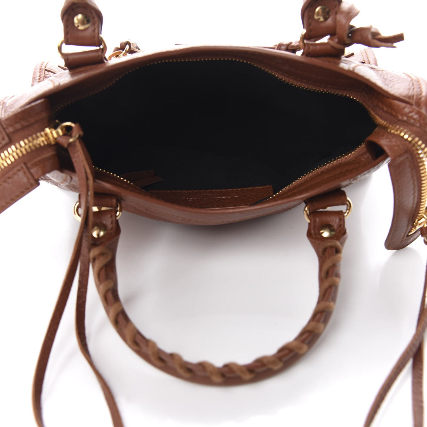 Agneau Classic Gold Hardware Mini City Marron Cognac