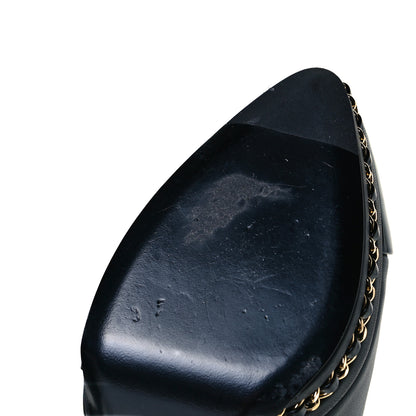 Chanel Calfskin Patent Cap Toe Chain Pumps 38.5 Black 11 of 12