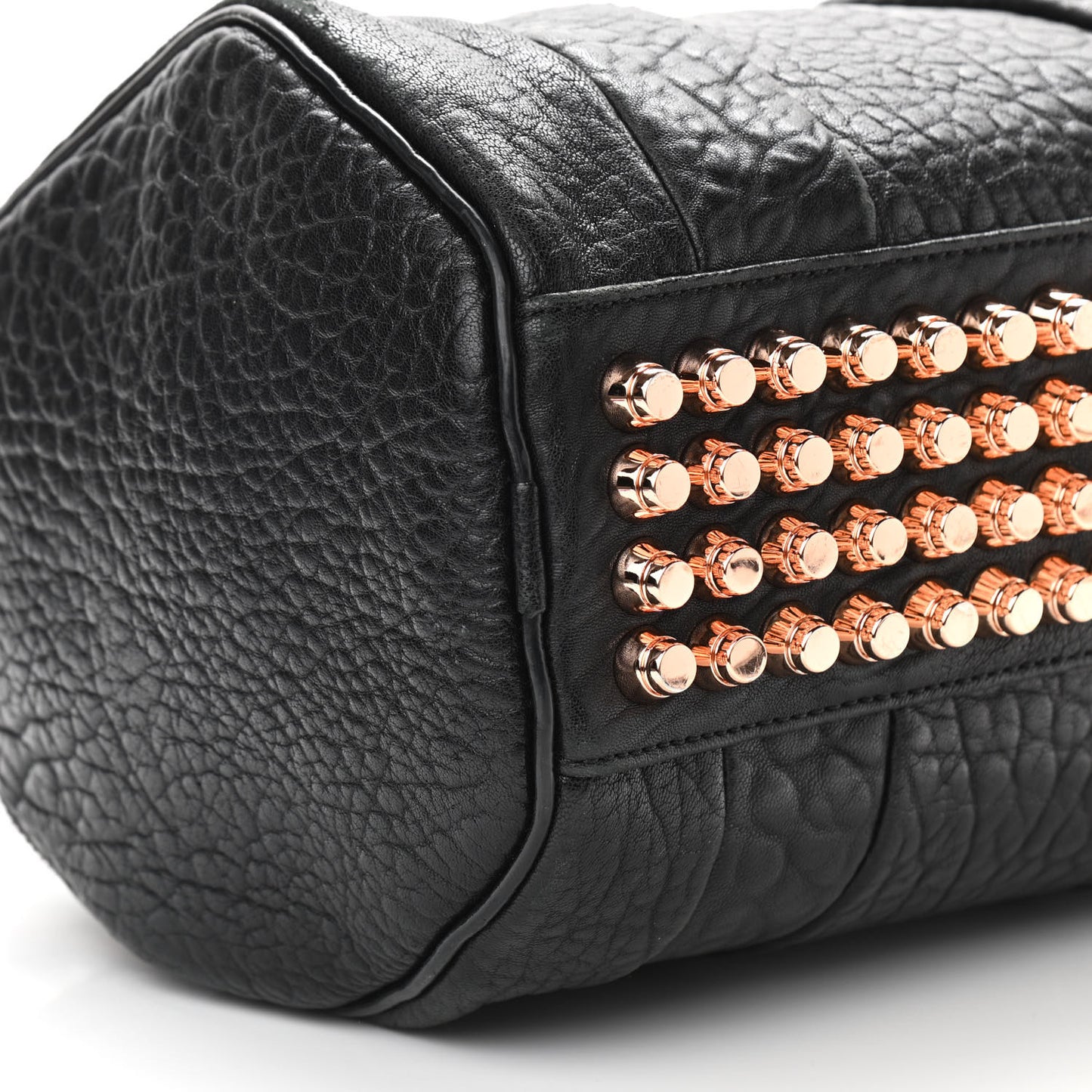 Pebbled Lambskin Mini Rockie Black Rose Gold Hardware