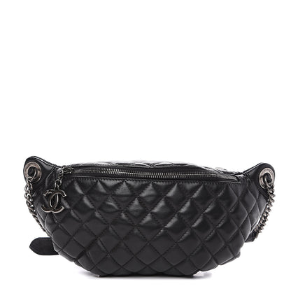 Chanel Lambskin Quilted Banane Waist Bag Fanny Pack Black 1 of 8