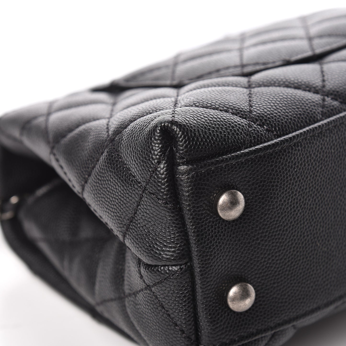 Caviar Lizard Quilted Mini Coco Handle Flap Black