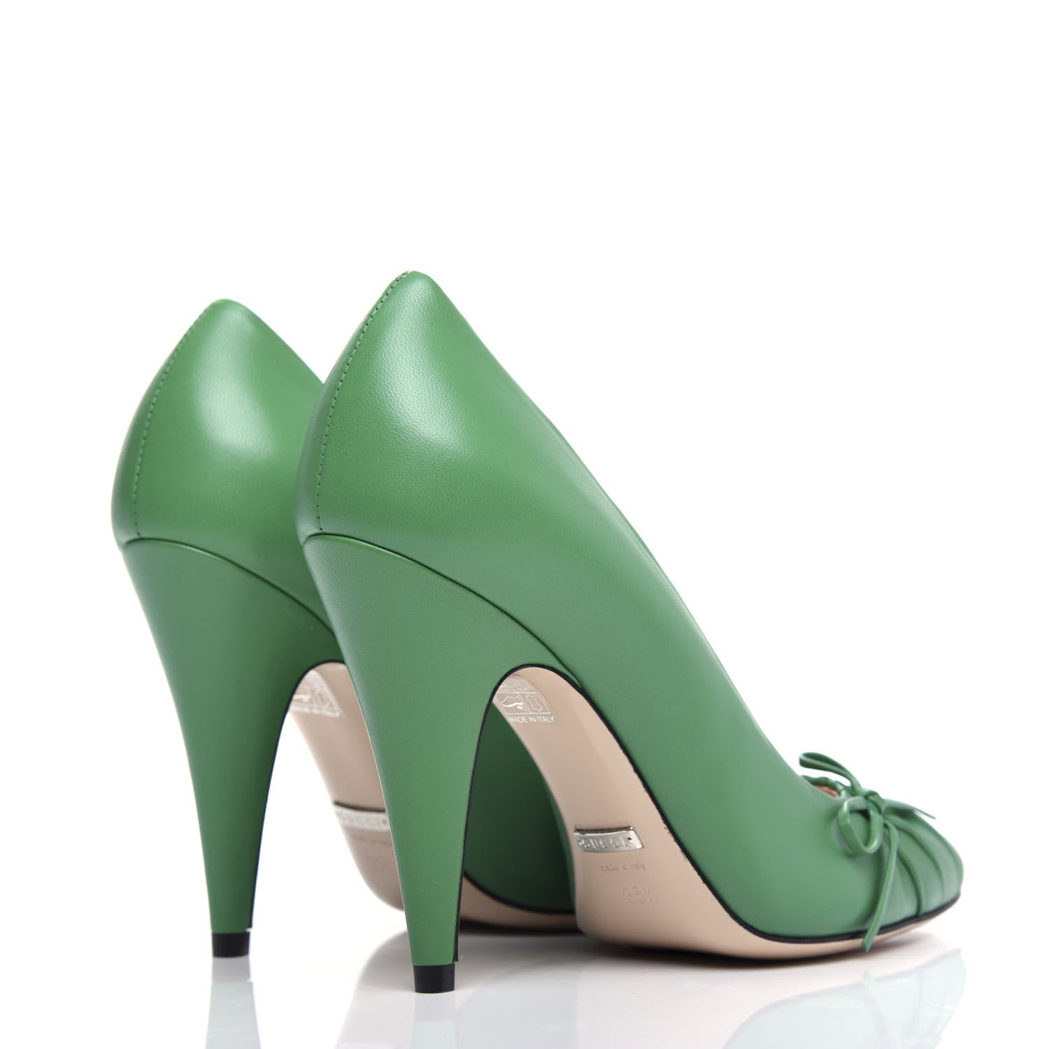 Gucci Nappa Bow High Heel Pumps 35.5 New Shamarock 4 of 11