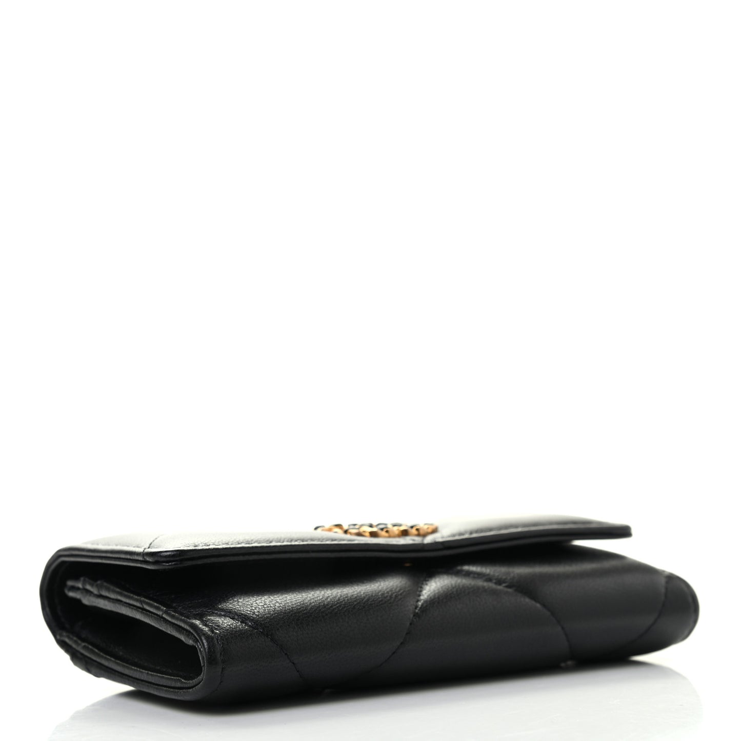 Lambskin Quilted Chanel 19 Flap Wallet Black