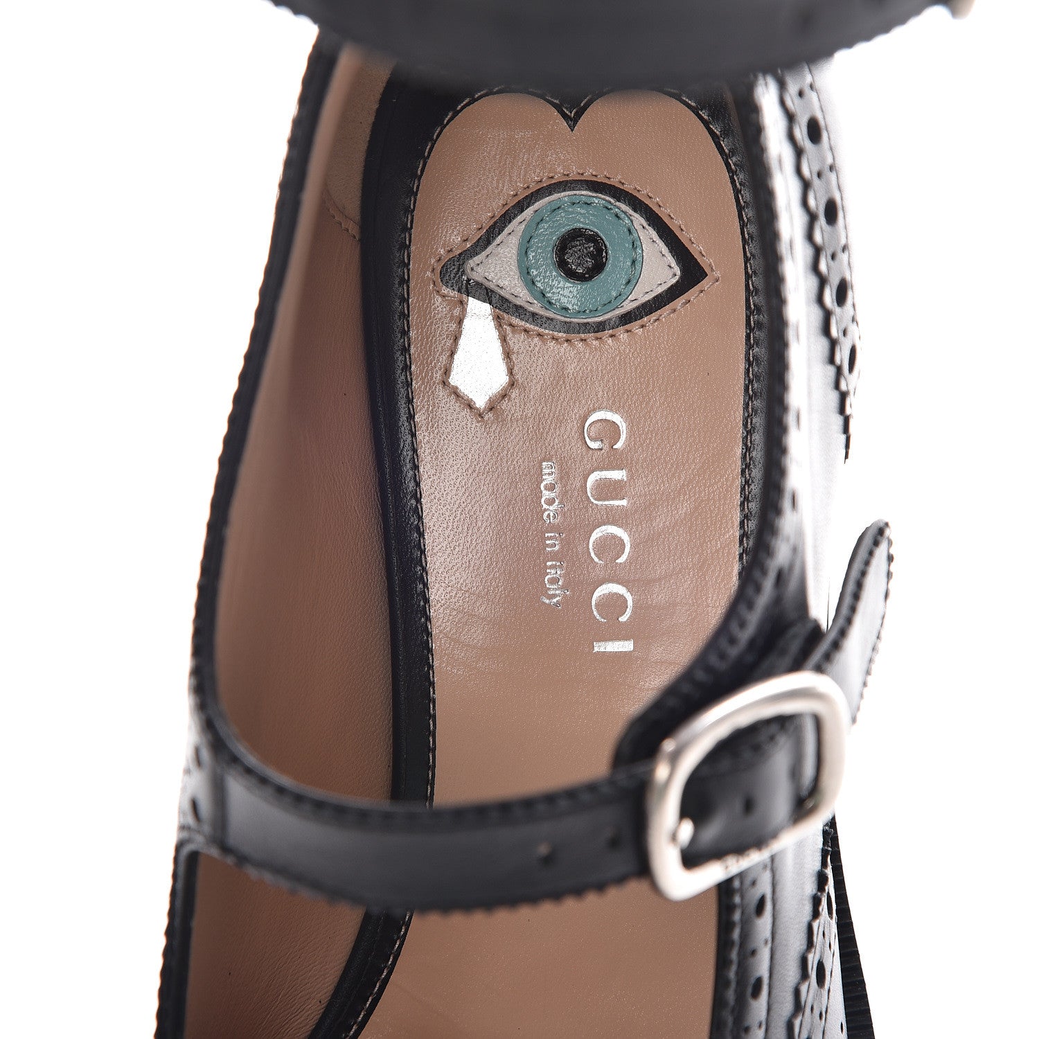 Gucci Calfskin Queercore Brogue Knee High Boots 37.5 Black 5 of 7
