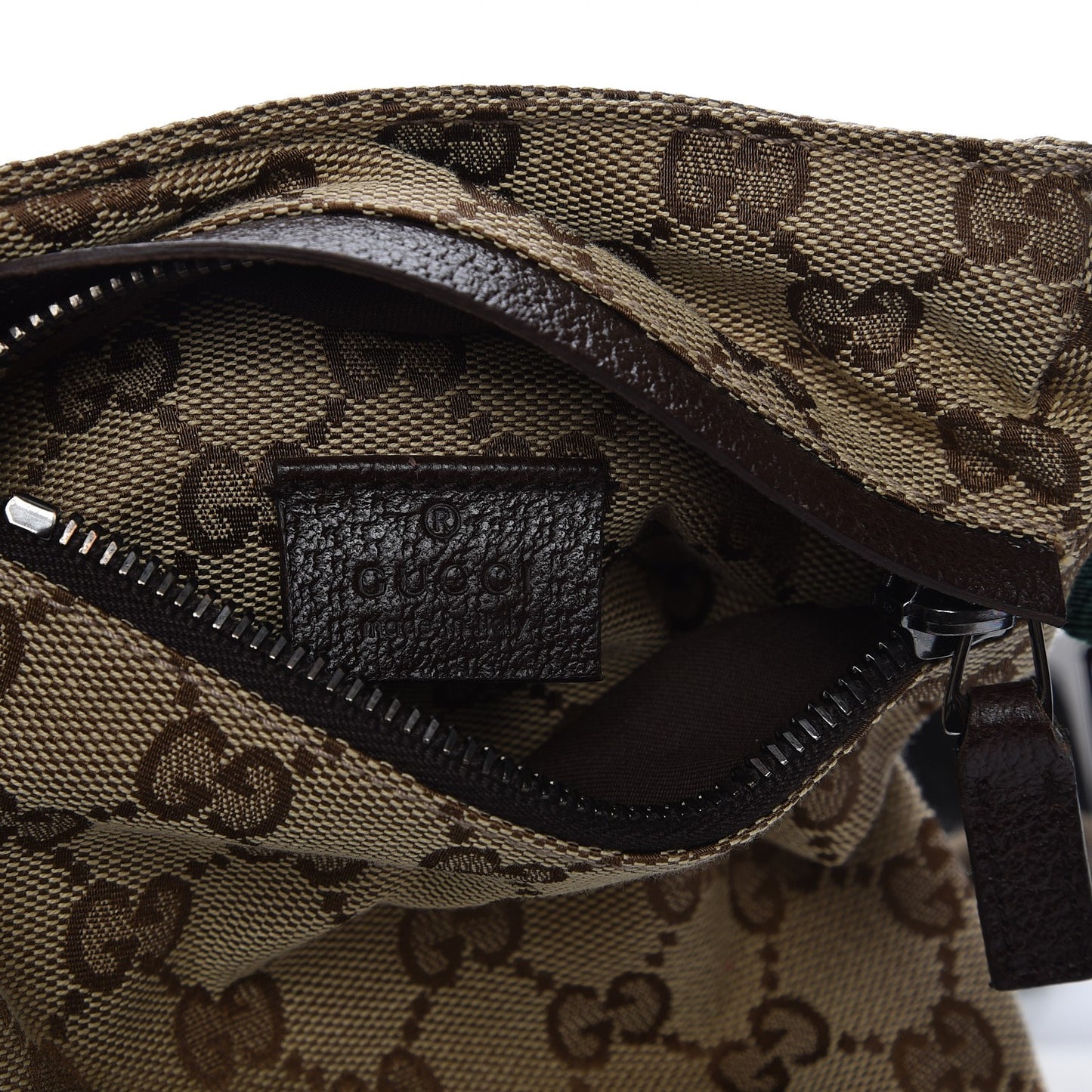GG Monogram Double Pocket Belt Bag Dark Brown