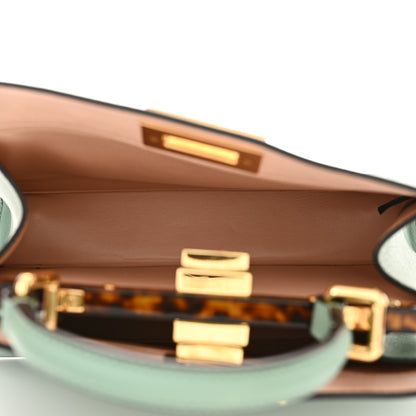 Fendi Vitello Seta Shiny Nappa Plexiglass Small Peekaboo I SEE U Satchel Menta Light Rose 5 of 11