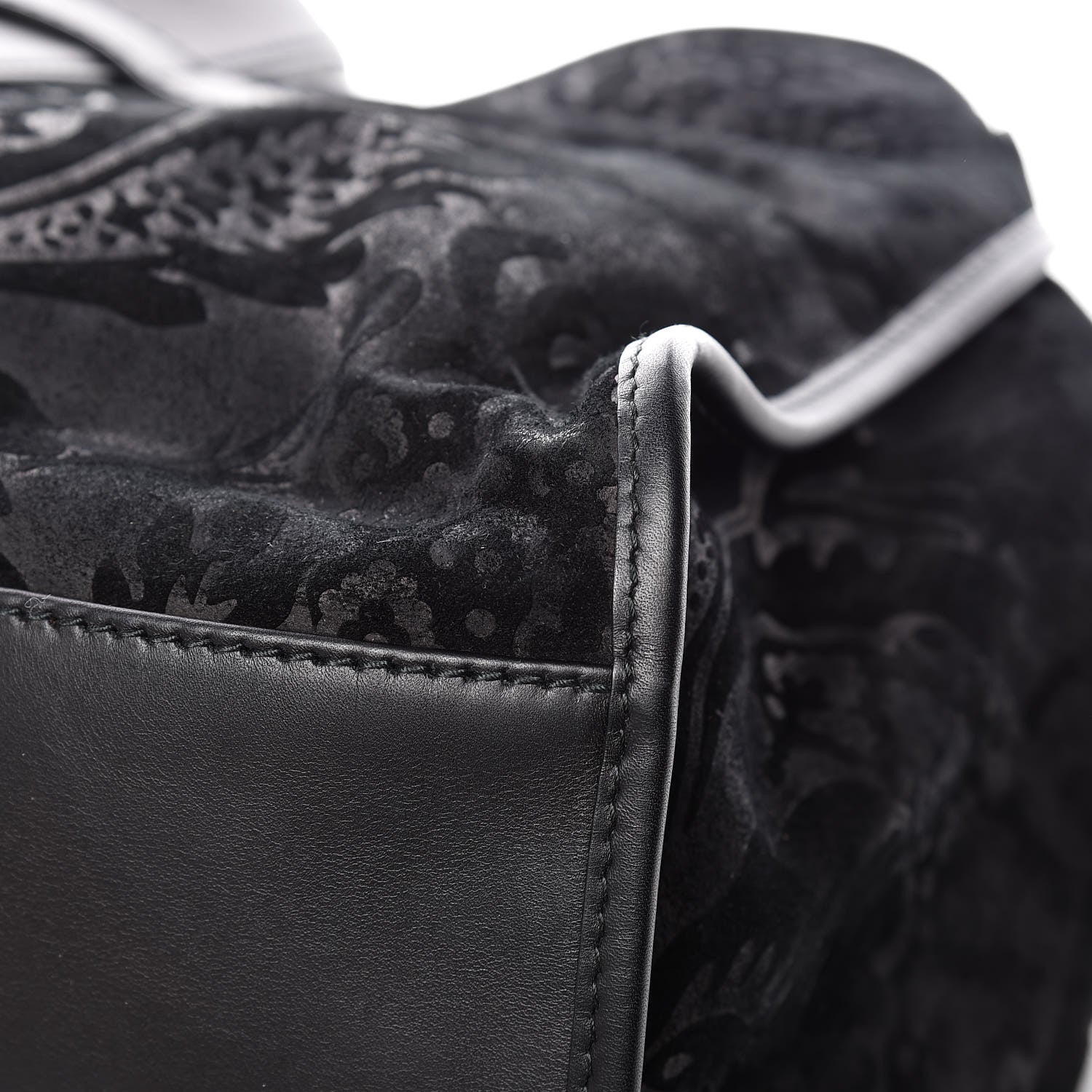 Gucci Nubuck Brocade Medium Soft Stirrup Shoulder Bag Black 10 of 15