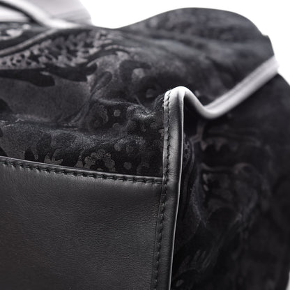 Gucci Nubuck Brocade Medium Soft Stirrup Shoulder Bag Black 10 of 15