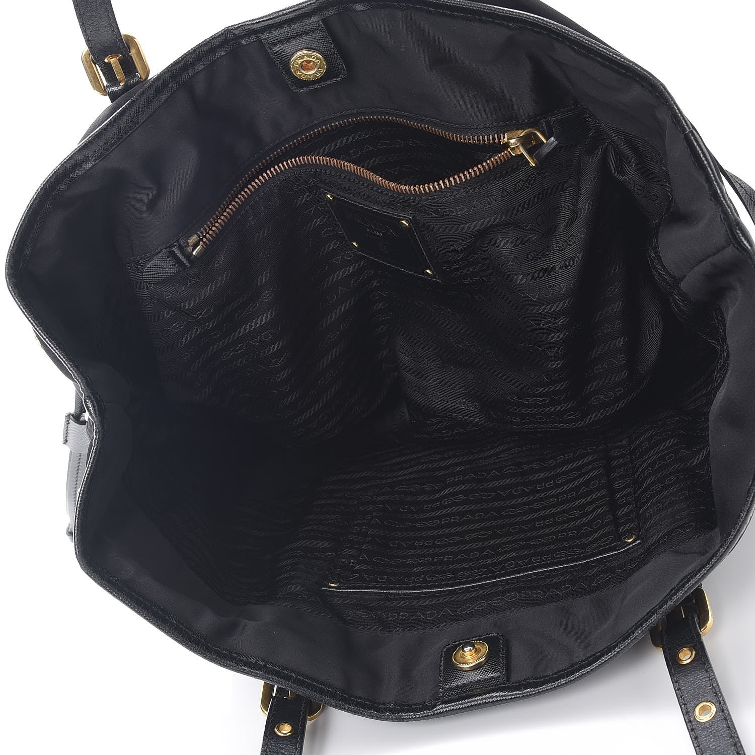 Prada Tessuto Nylon Saffiano Tote Nero Black 5 of 13