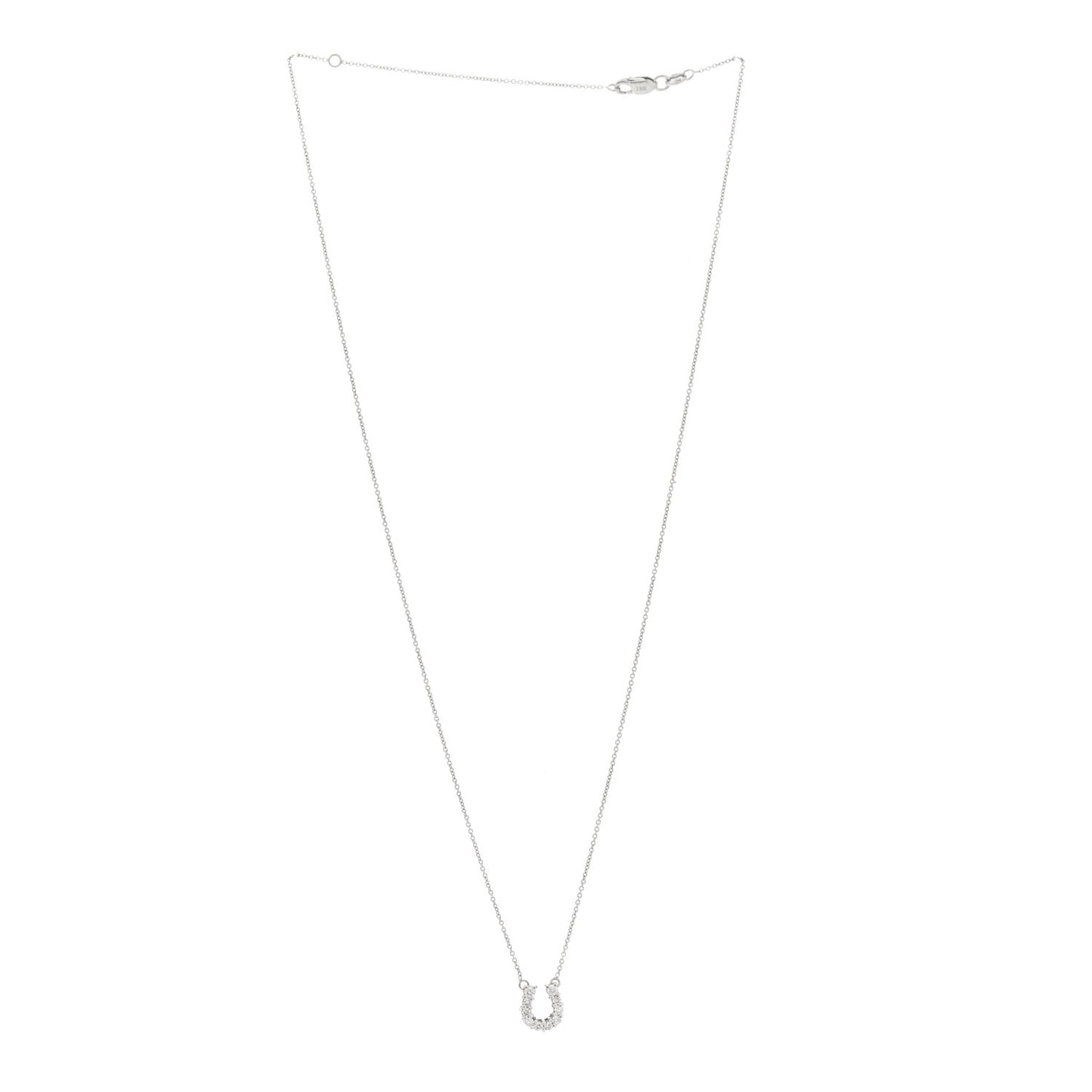 18K White Gold Diamond Horseshoe Pendant Necklace