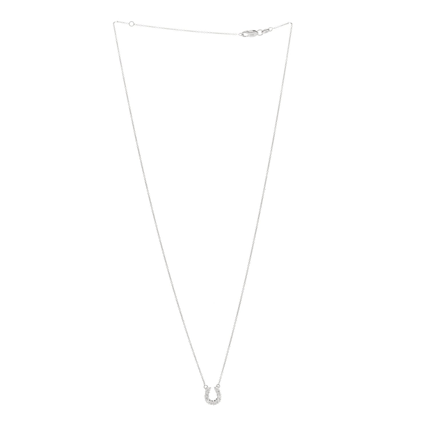 Roberto Coin 18K White Gold Diamond Horseshoe Pendant Necklace 3 of 4