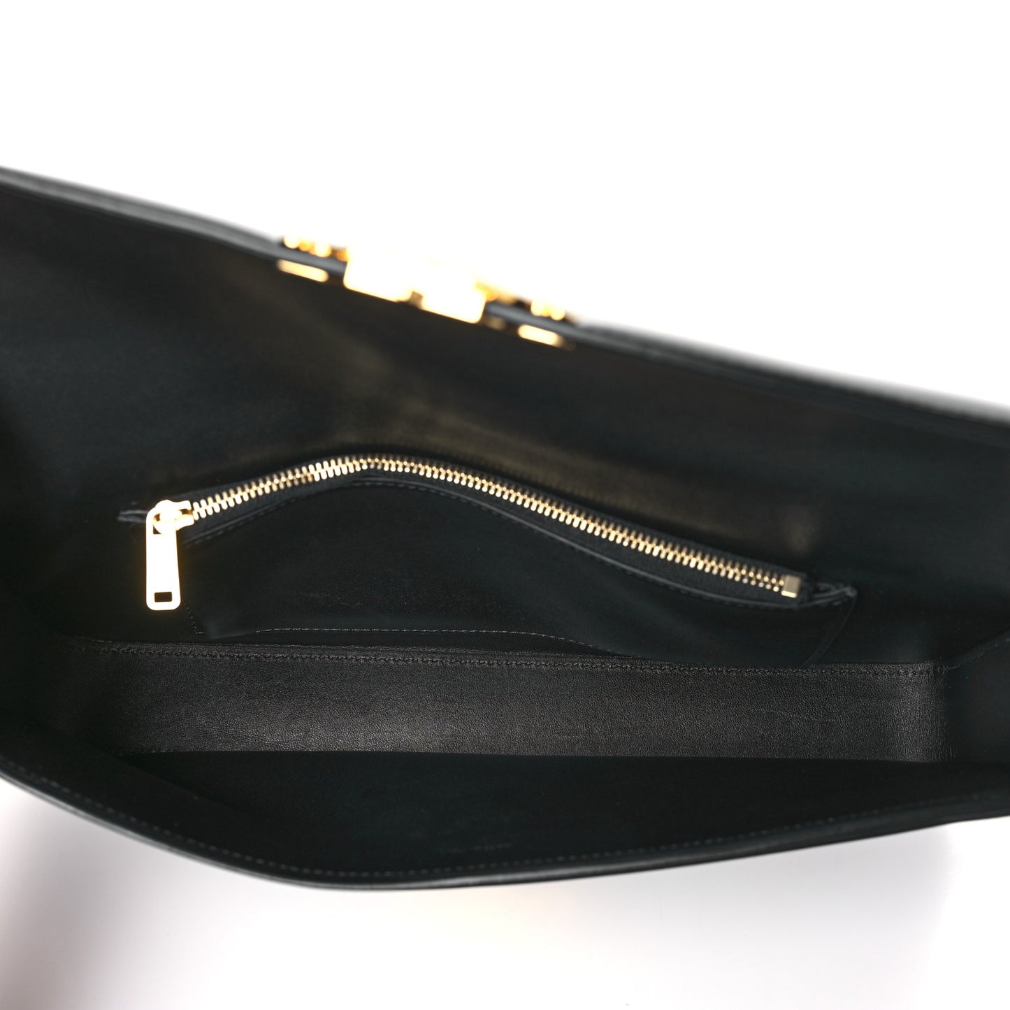 Shiny Calfskin Triomphe Chain Bag Black