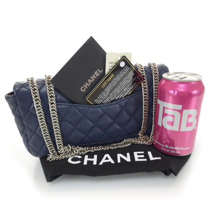Chanel Lambskin Quilted East West Flap Bijoux Chain Navy Blue 3 of 9