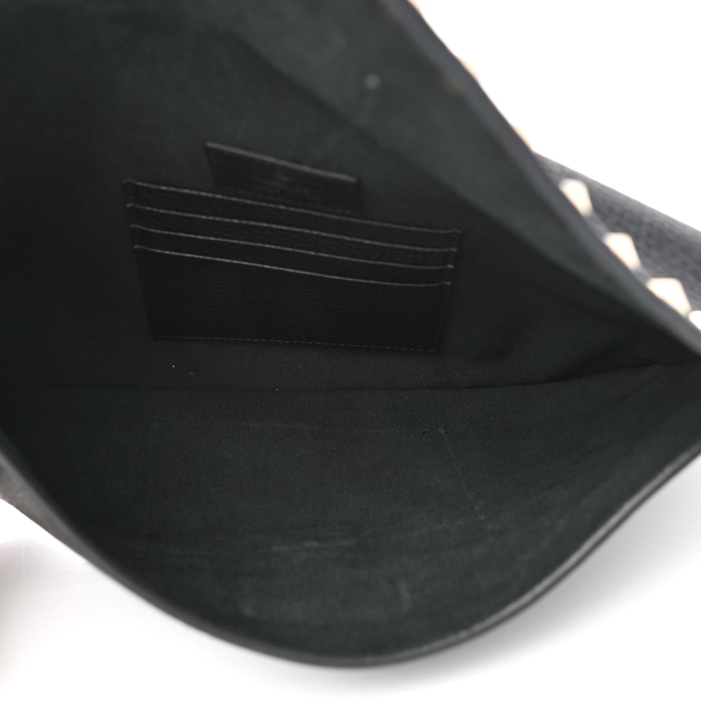 Pebbled Calfskin Large Rockstud Envelope Clutch Black