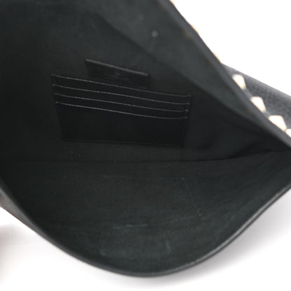 Valentino Garavani Pebbled Calfskin Large Rockstud Envelope Clutch Black 6 of 8