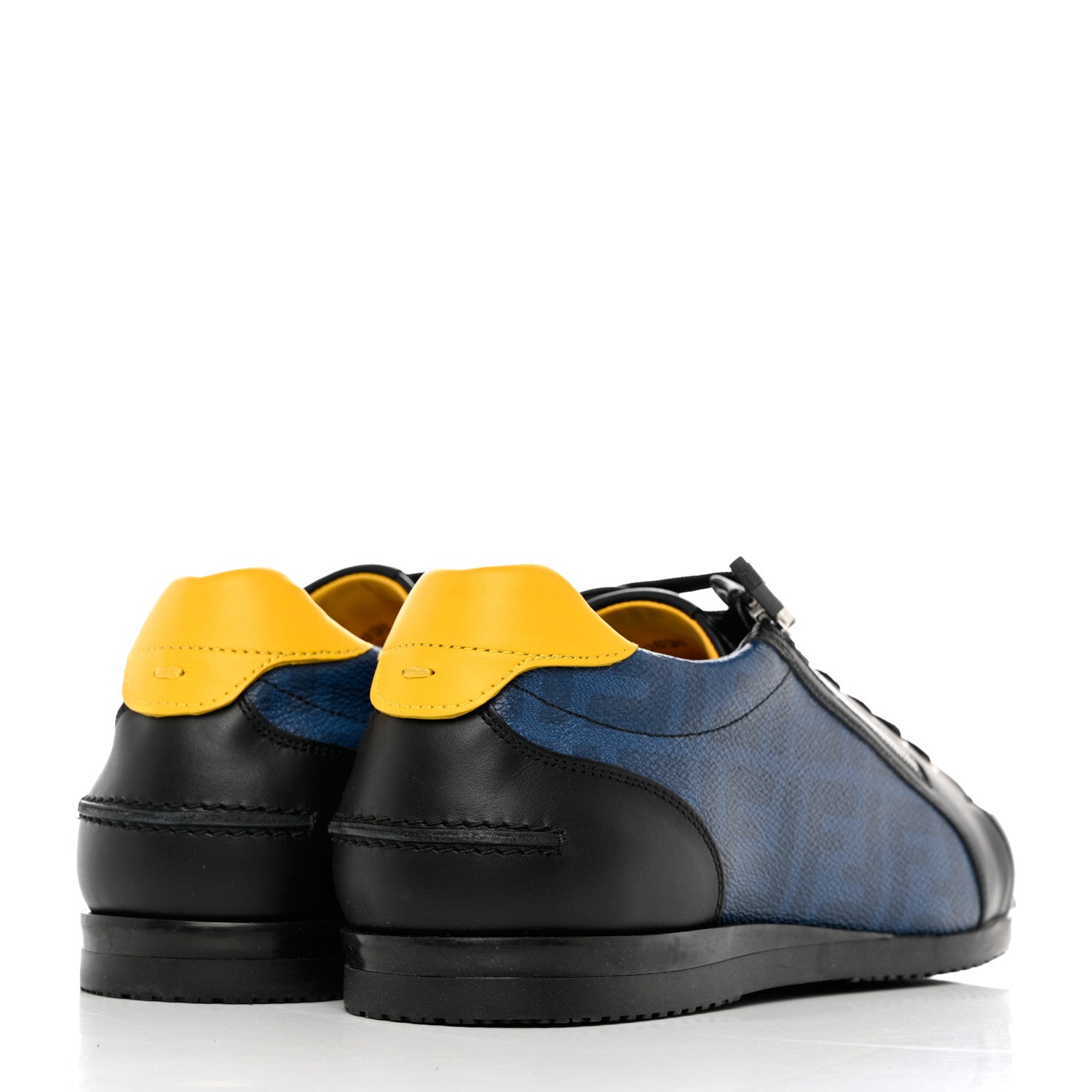 Fendi Vitello FF Fabric Mens Low Top Sneakers 9 Cobalt Black 4 of 8