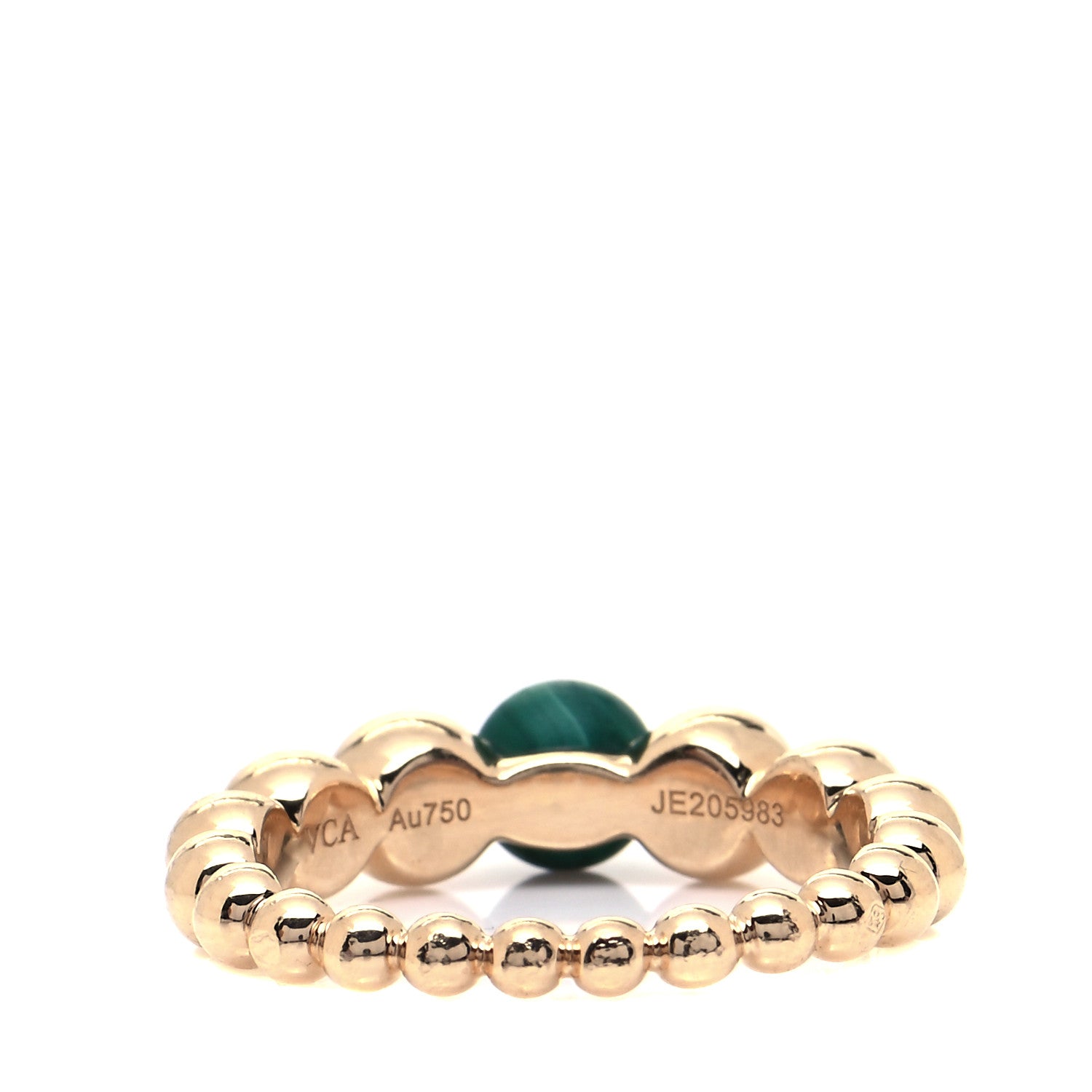 Van Cleef & Arpels 18K Yellow Gold Malachite Perlee Couleurs Variation Ring 54 7 3 of 5