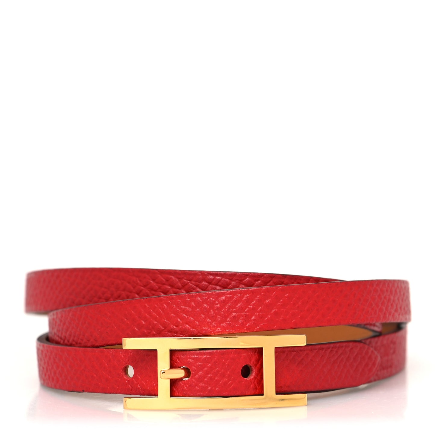 Epsom Hapi 3 MM Triple Tour Wrap Bracelet Rouge Cassaque