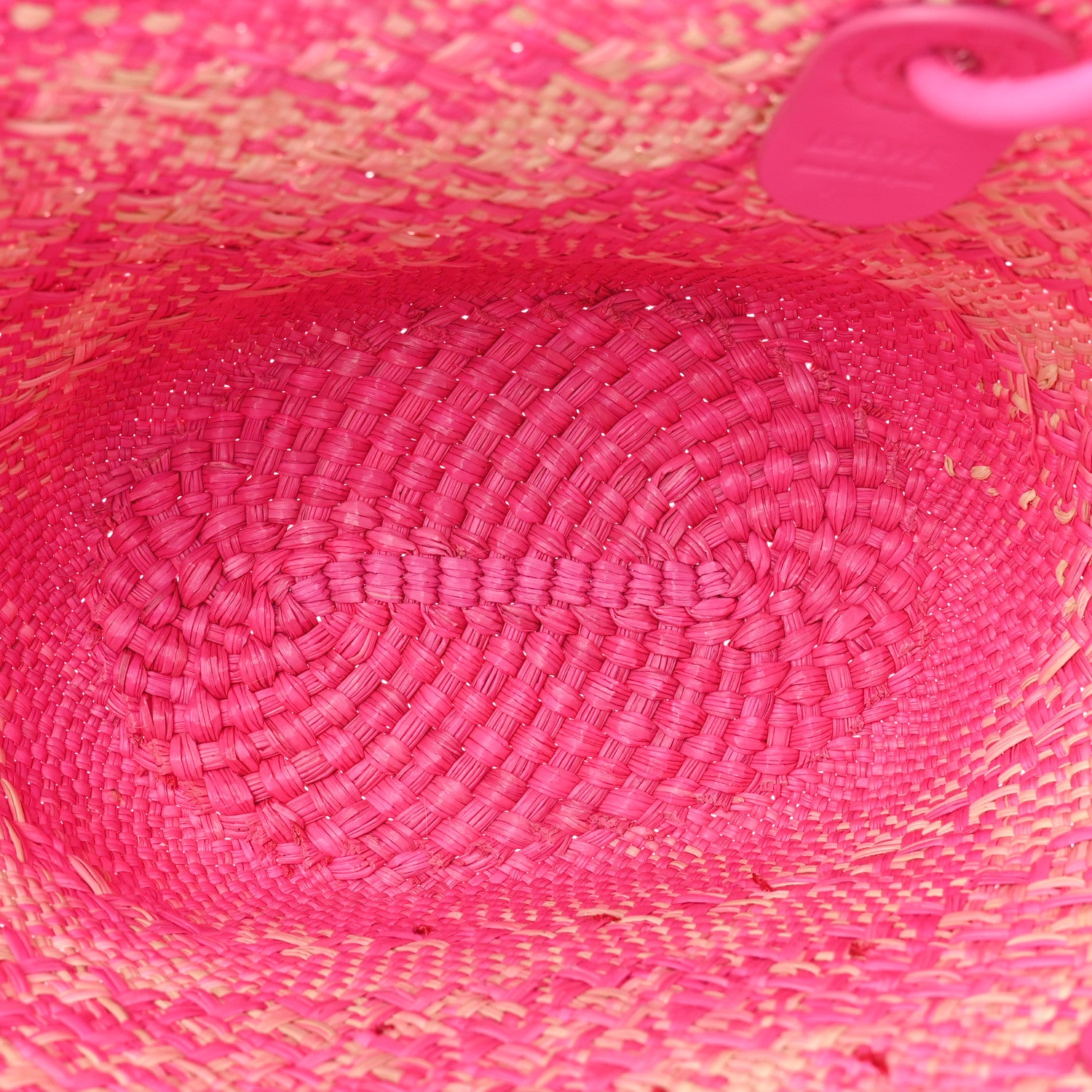Loewe Iraca Palm Calfskin Small Anagram Basket Bag Fuchsia 5 of 13