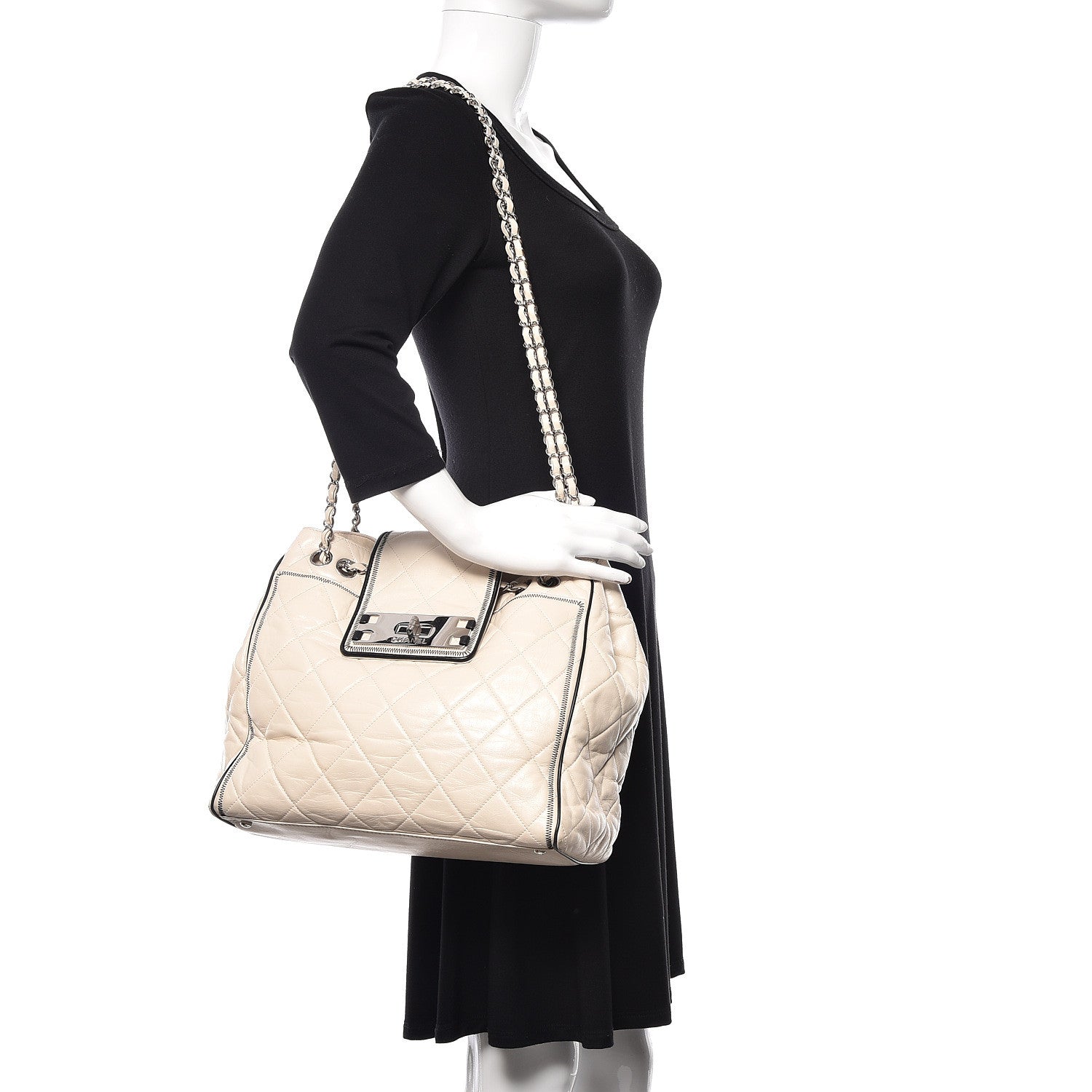 Chanel Lambskin Quilted East West Tote Ivory 2 of 18
