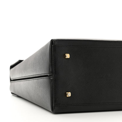 Salvatore Ferragamo Hammered Calfskin Iconic Large Top Handle Bag Black 8 of 10