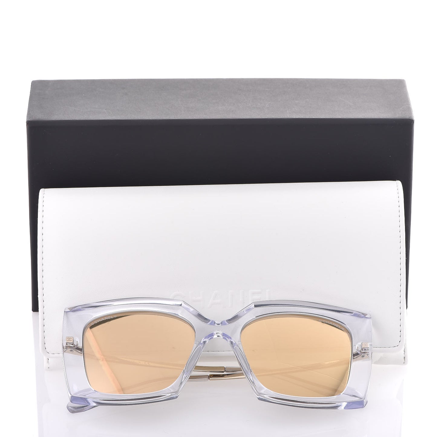 24K Gold Mirror Square Sunglasses 6051 Transparent