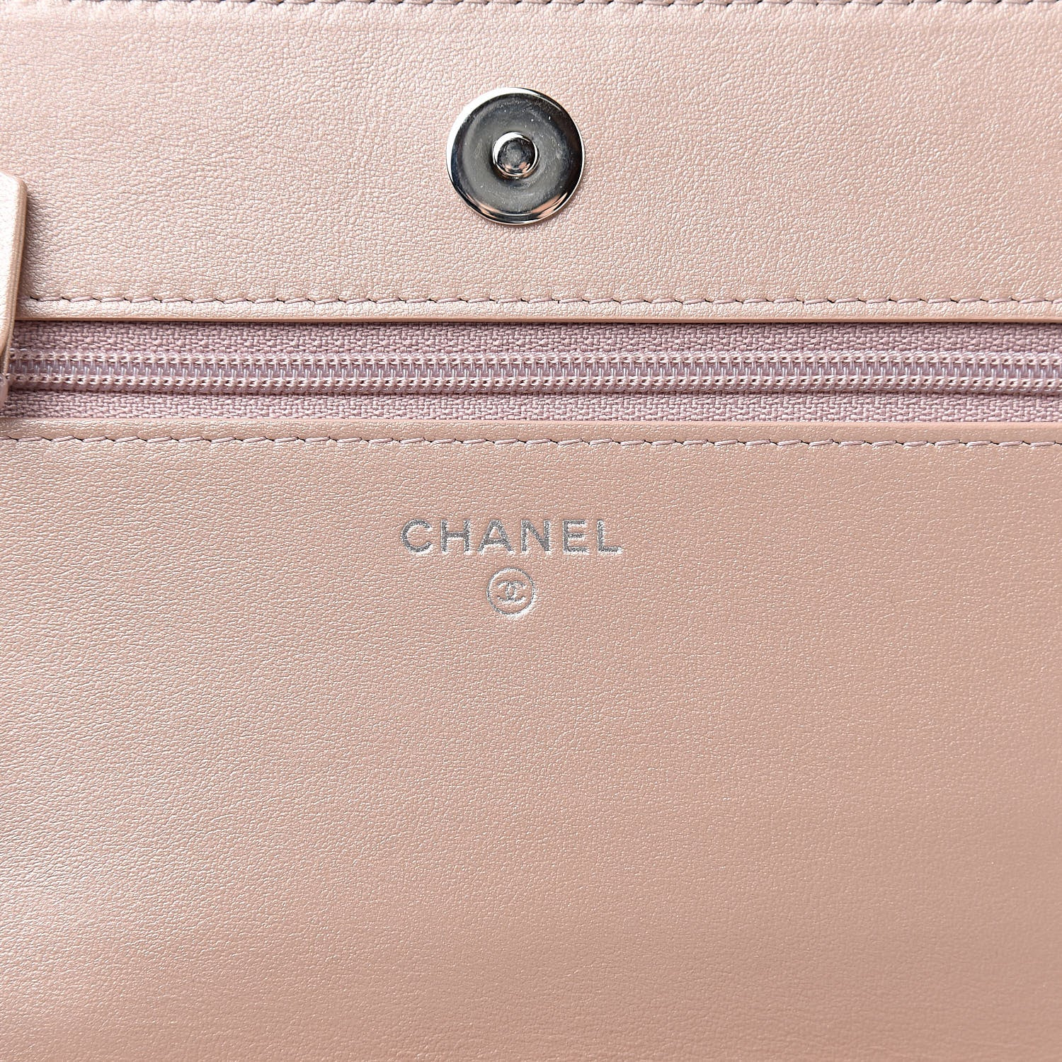Chanel Goatskin Camellia Embossed Wallet On Chain WOC Light Pink 6 of 12