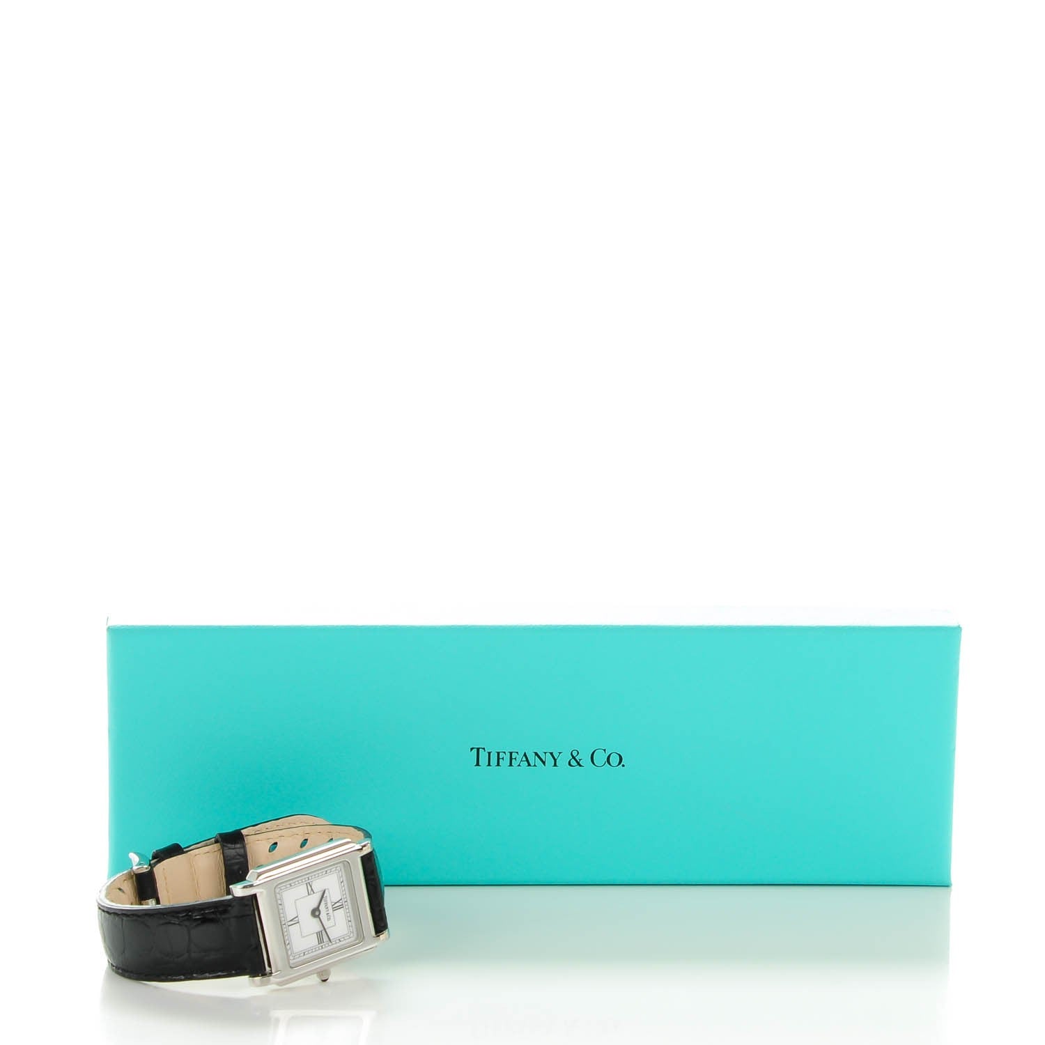 Tiffany Stainless Steel Alligator 24mm Atlas Square Quartz Watch 11 of 11