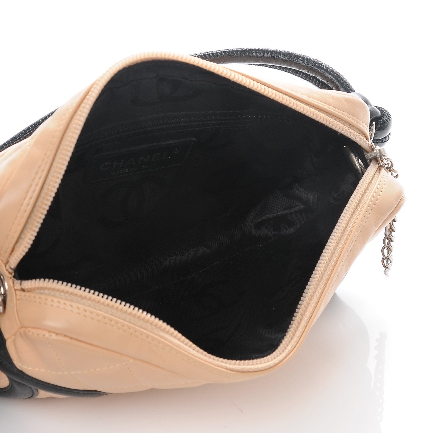 Chanel Calfskin Quilted Cambon Pochette Beige Black 5 of 7