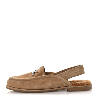 Chanel Suede Calfskin CC Slingback Loafers 38.5 Dark Beige 1 of 10