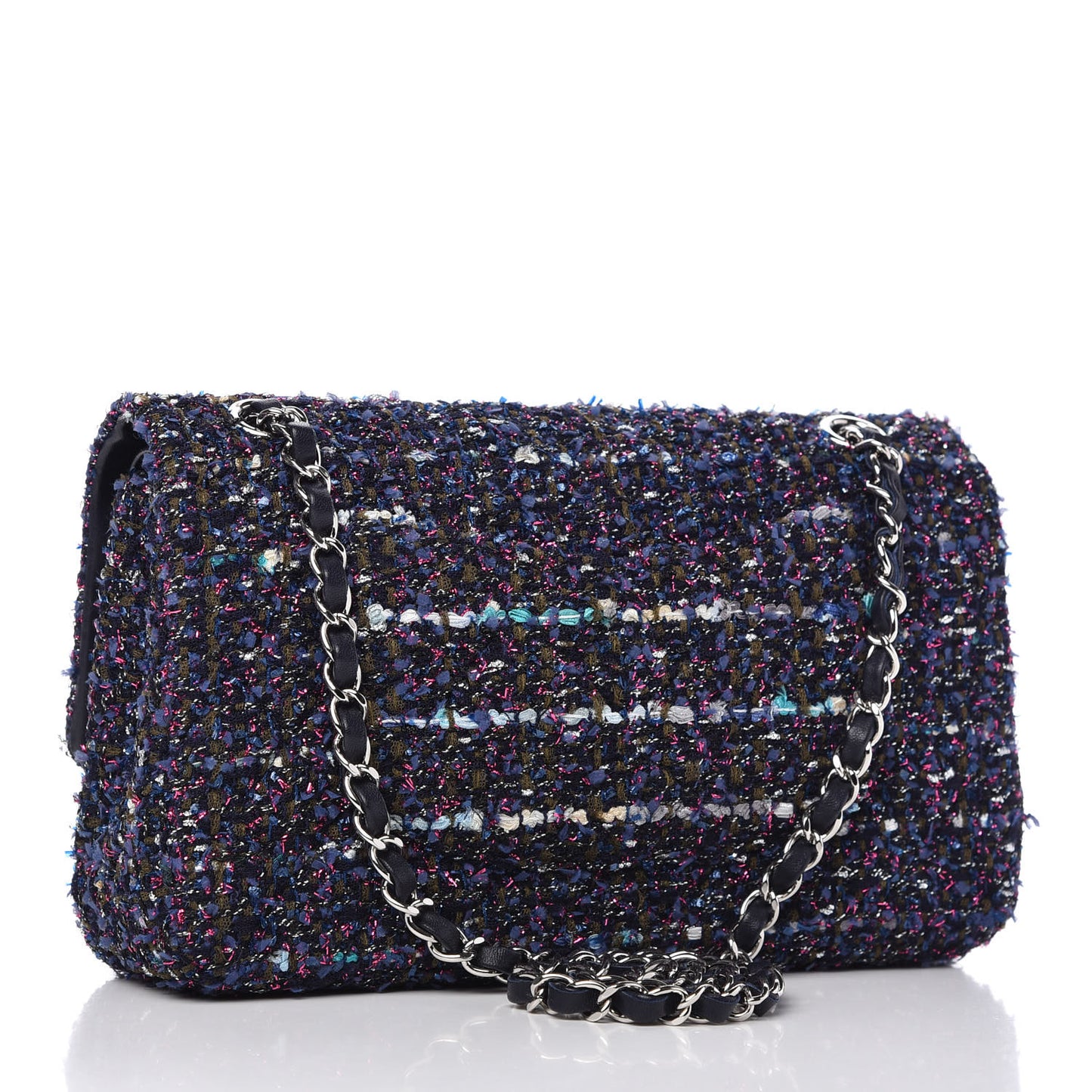Tweed Quilted Medium Double Flap Multicolor