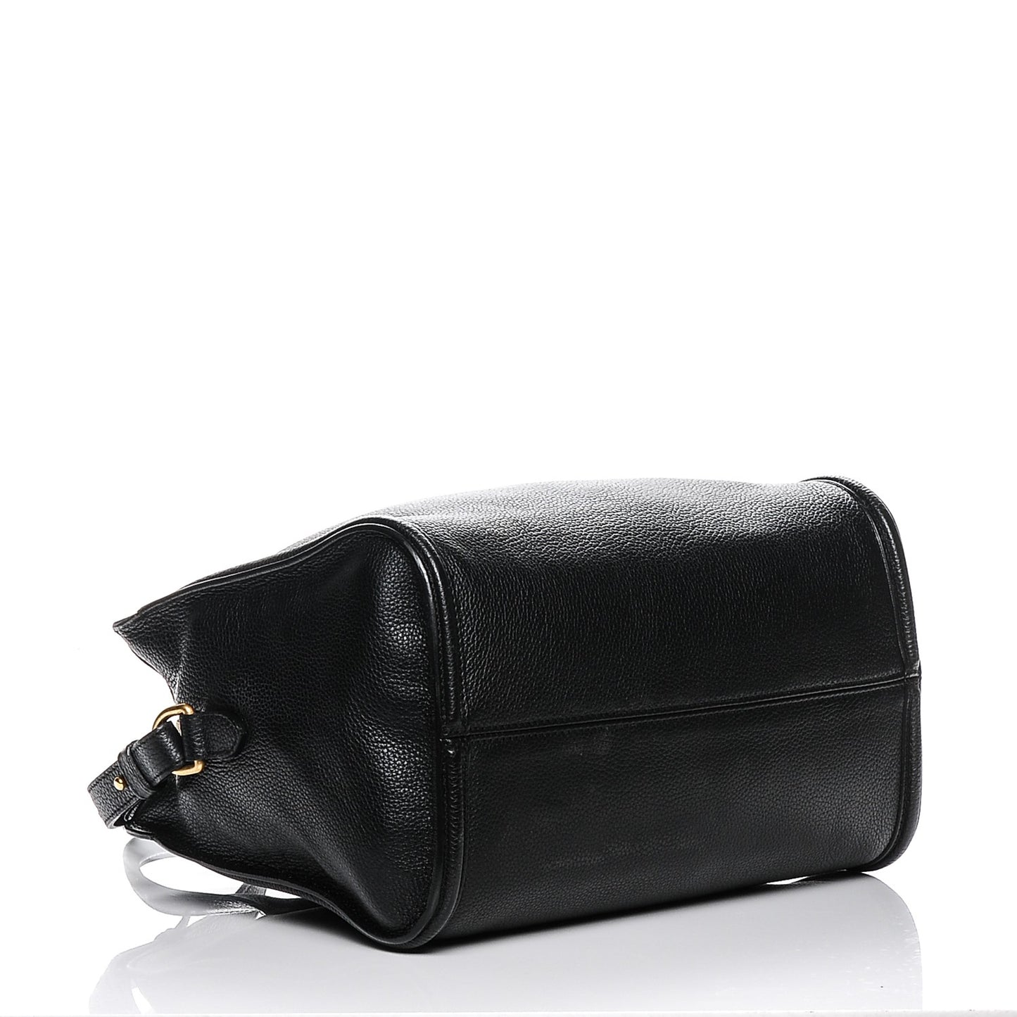 Pebbled Calfskin Small Skull Padlock Zip Around Tote Black