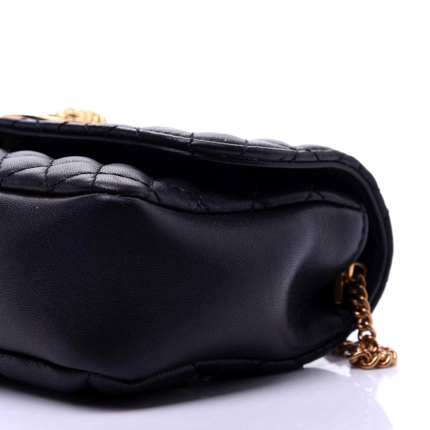 Versace Nappa Quilted Trapuntata Tribute Wallet Chain Crossbody Black 7 of 11
